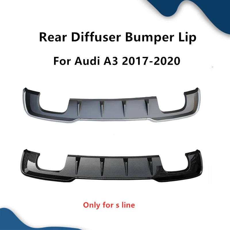 Sport Style Auto Diffuser Rear Bumper Lip For Audi A3 S Line 2017 2018 2019 2020 Upgrade S3 Type Exhasut Diffuse