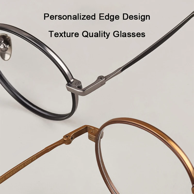 Marca designer design retro pequeno redondo óculos de titânio puro revestimento ip ultra-leve suave bordas contrastantes quadros