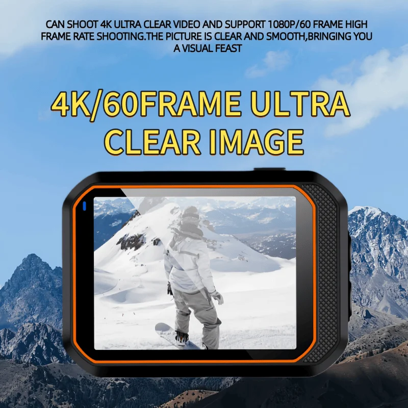 

2026 НОВАЯ экшн-камера 4K 60 кадров в секунду с дистанционным управлением и экраном Водонепроницаемая спортивная камера для вождения и использования на шлеме