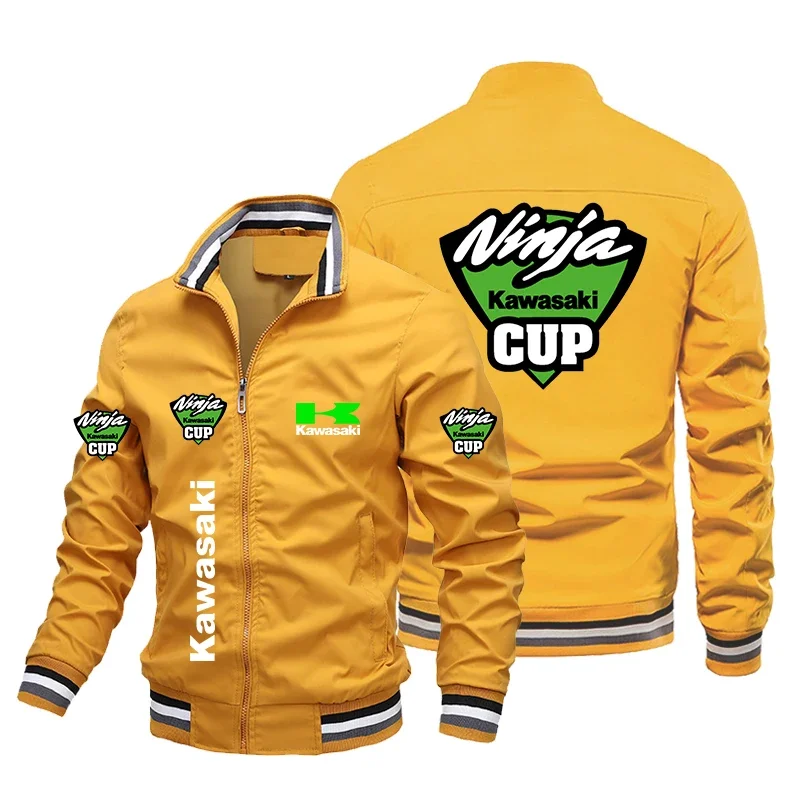 2024 Men\'s Kawasaki Logo Ninja Printed Jacket Casual Harajuku Street Clothing Kawasaki Racing Team Jacket Motorcycle Clothing