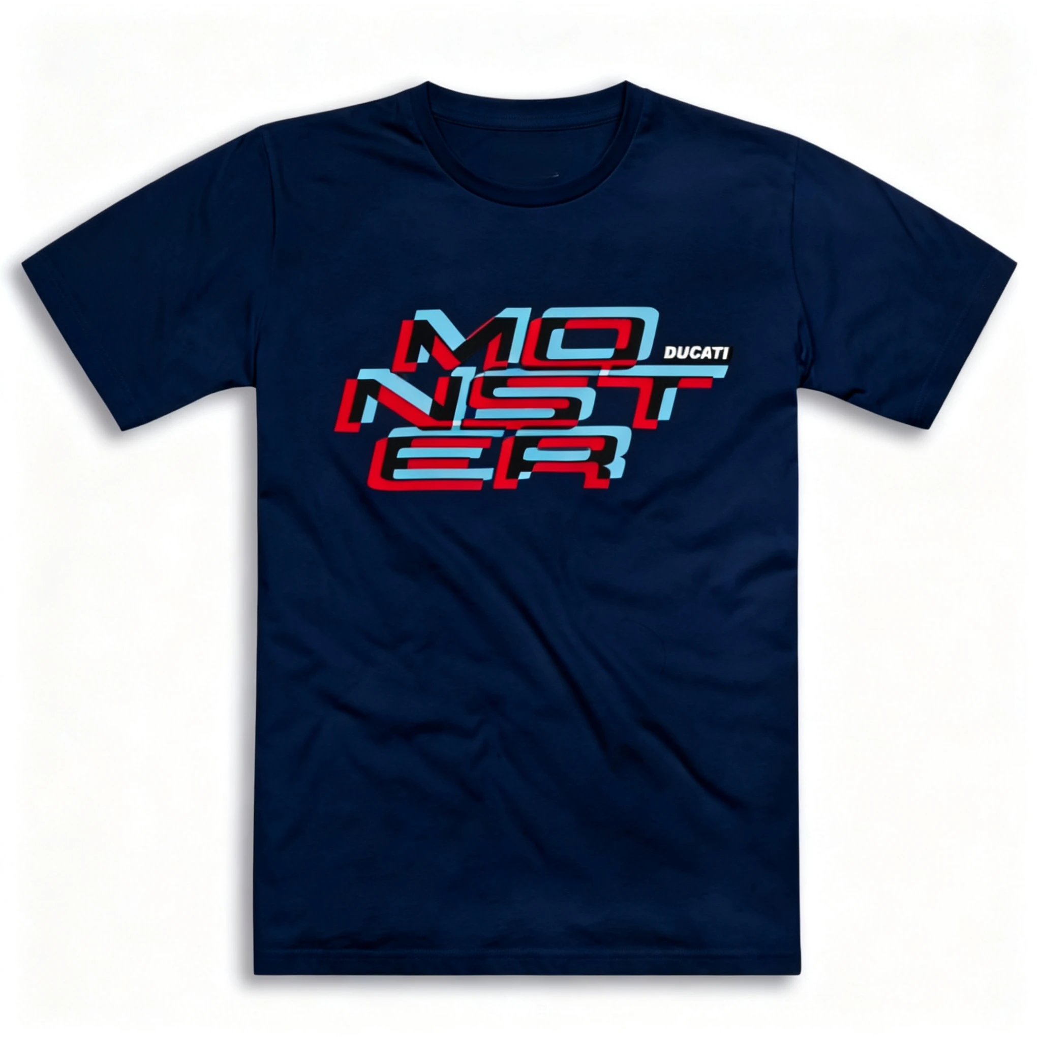 2026 New DUCATI Oversized Unisex Streetwear 3D Glitch Stacked Letter Graphic T Shirt Racing Color Block Front Print Tee
