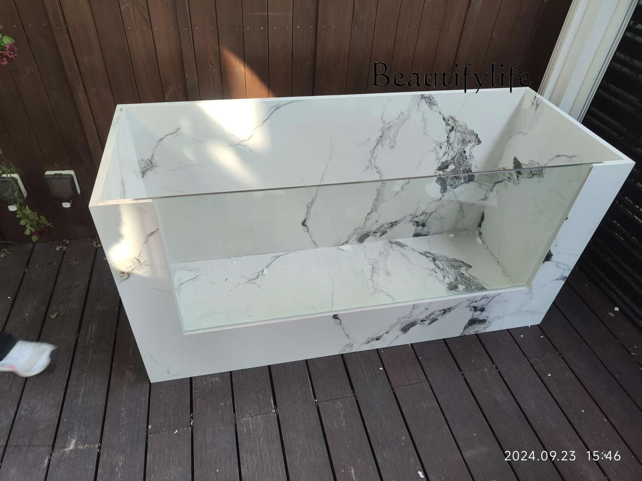 BJ Double-layer Rock Slab Fish Tank Landscape Ceramic Glass Turtle Tank Balcony Courtyard Circulation Landscaping Fish Tank