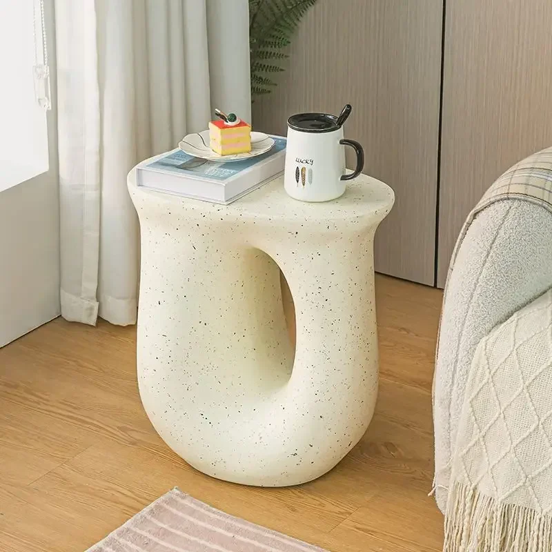 Creative Cream Bedside Small Side Table Bedrooms Living Room Sofa Coffee Table Light Luxury Simple Wabi Sabi Minimalist