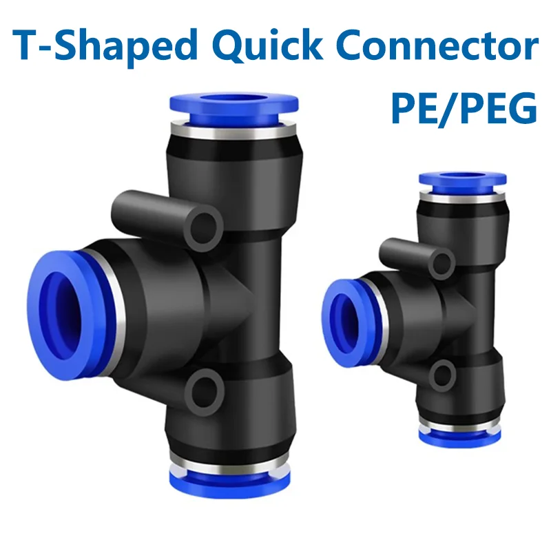 50/100/500PCS 4/6/8/10/12mm PE PEG Pneumatic Air Connector Quick Fitting Tee Reducer 3 Way T-shaped Plastic Pipe Hose Connector