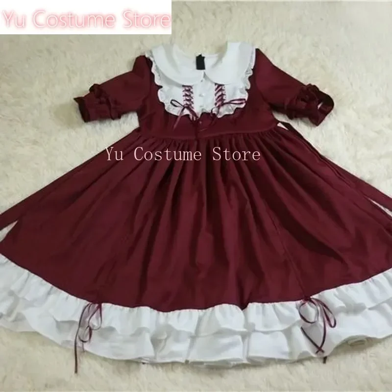 

Yu Store Japanese Kawaii Peter Pan Collar Lolita Dresses Patchwork Bowknot Ruffles Sweet Women Vestido Princess Party Femme Robe
