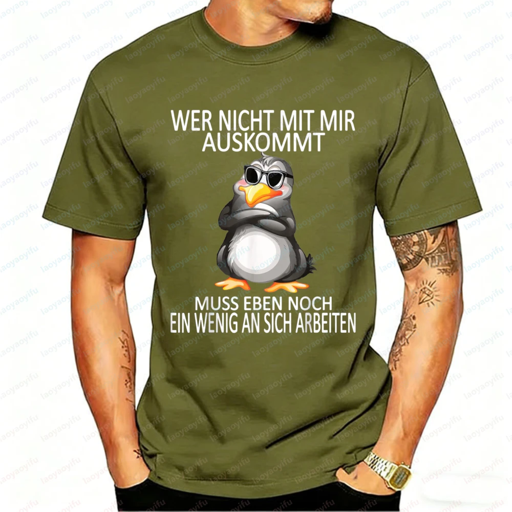 Work Funny Sayings Cute Penguin T-Shirt Grafik-T-Shirts Herrenbekleidung Streetwear Lustig Outdoor Hochwertige Baumwolle Kurzarm