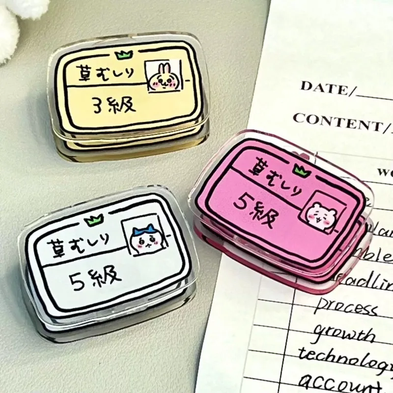 MINISO Chiikawa Usagi Hachiware Kawaii Acrylic Test Paper Clip Folders Ins Cute Cartoon Anime Portable Storage Lovely Storage