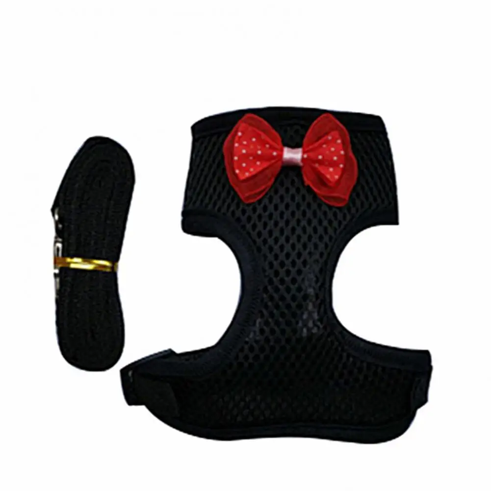 Pet Harness Bowknot Decor Walking Safety Fabric Safe Chest Strap Leash for Chicken