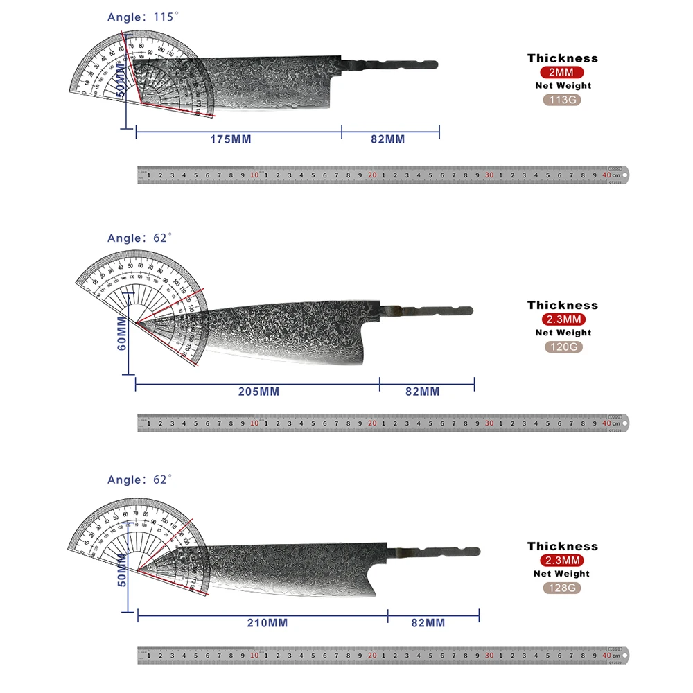 Grandsharp Knife Blank Blade DIY Kitchen Knife 67 Layers Damascus Steel Razor Sharp Tools High Hardness Chef Cooking Tool