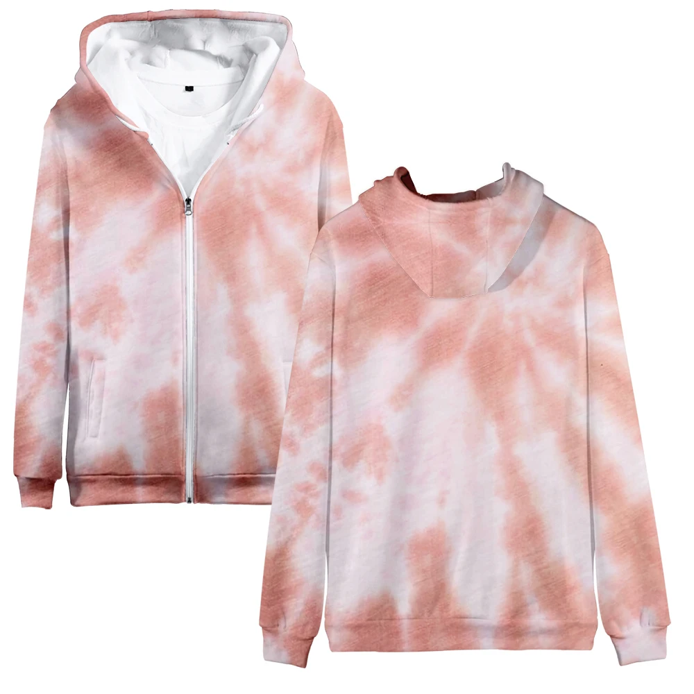 Tie Dye Zipper Hoodies 3D Unisex Fashion Long Sleeve Hooded Sweatshirt Casual Streetwear Zip Up Clothes