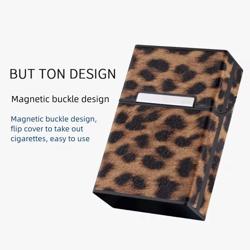 2026 New Leopard Print Italian Cigarette Box Flip Cover Portable Soft Pack Cigarette Box Protective Case Leather Cover