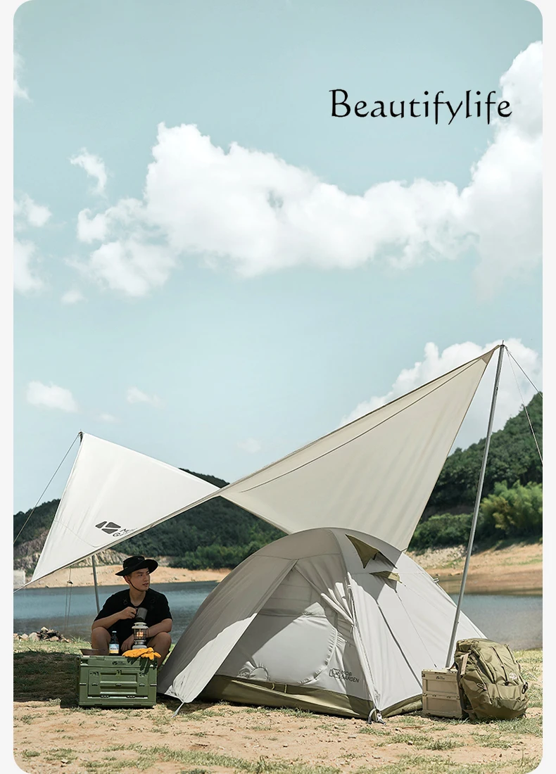 Tent Outdoor Portable Folding Camping Camping Equipment Windproof and Rainproof Three Quarters of Account Double Hiking