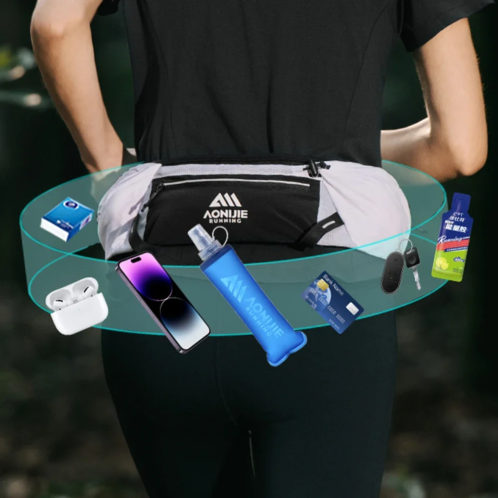 AONIJIE W8138 Running Bag Belt for Men Woman with 500ml Soft Flask Hydration Marathon Walking Jogging Waist Pack