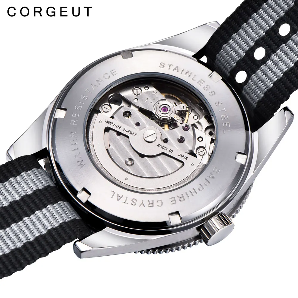 CORGEUT Men\'s Watch Sapphire Glass NH35 Automatic Movement Date Waterproof LuminousRotating Bezel Watch