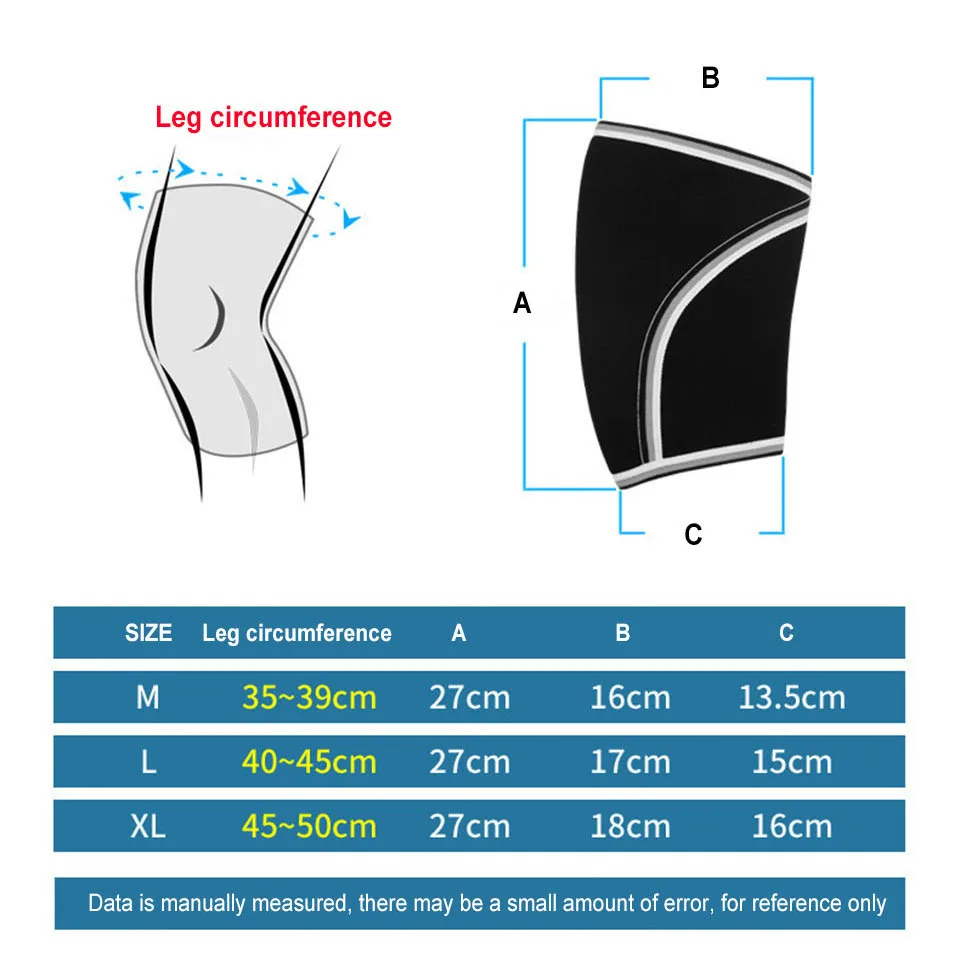 AOLIKES Knee Sleeves & Compression Brace (1 Pair) -for Squats, Fitness, Weightlifting, and Powerlifting - Gymreapers 7MM Sleeve