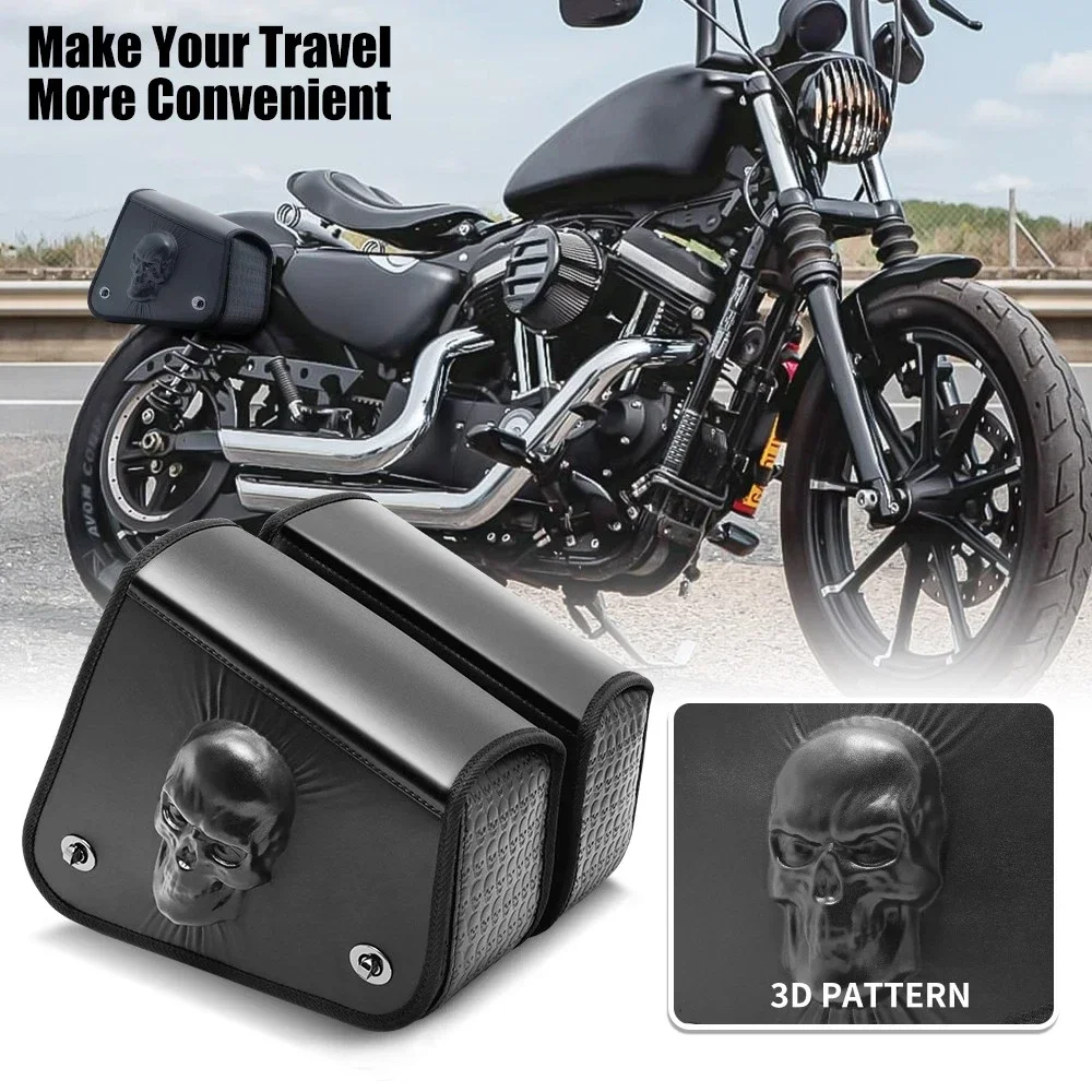 

Compatible for Harley Sportster XL883 XL1200 Black PU Leather Solo Swing Arm Saddlebag and and Pannier Storage (Left & Right)