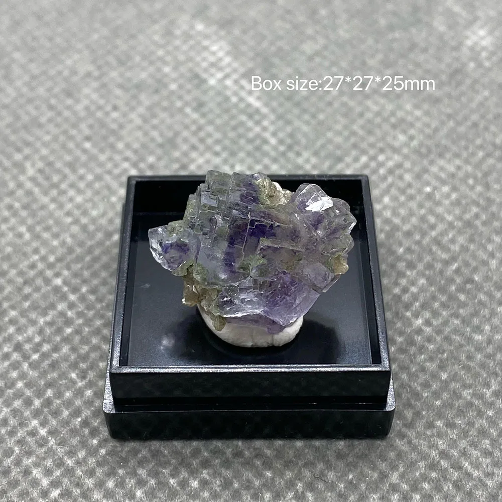 100% natural china yao gang xian fluorite cristal quartzo áspero + caixa tamanho: 27*27*25mm