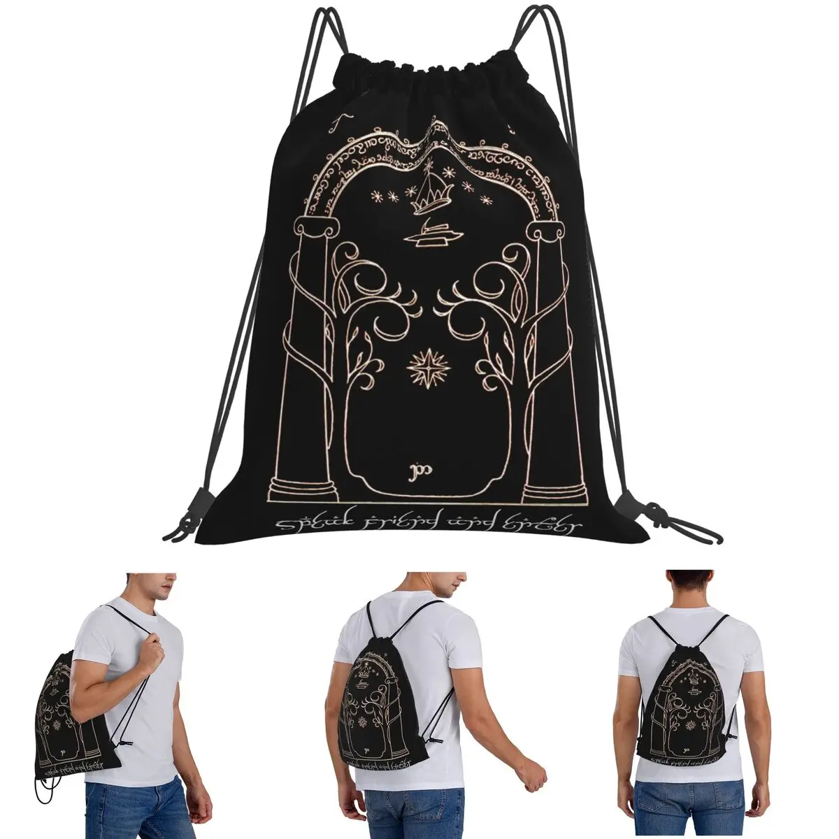 Speak Friend And Enter Backpacks Portable Drawstring Bags Sundries Bag Book Bags for Man Woman School