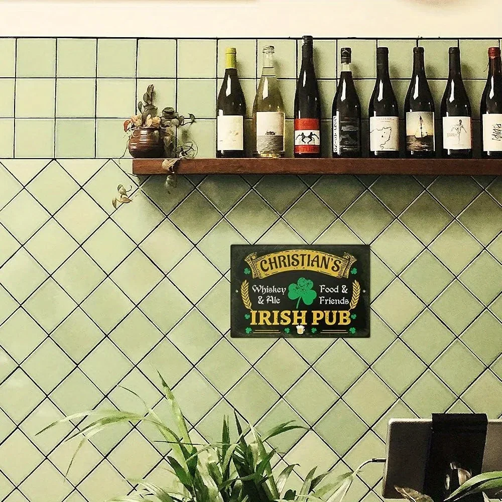 لافتة بار ألومنيوم كلاسيكية مخصصة - اسم مخصص لتزيين الحائط في الهواء الطلق للمنزل والمقهى والحانة والمطبخ وكهف الرجل - 12 × 8 بوصة #2