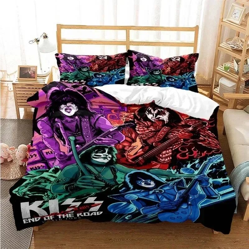 Kiss Band Fashion 3D NEW Duvet Cover Pillowcase Bedding Set Adult Boy Girl Bedroom Decoration Children Single Double Large 5