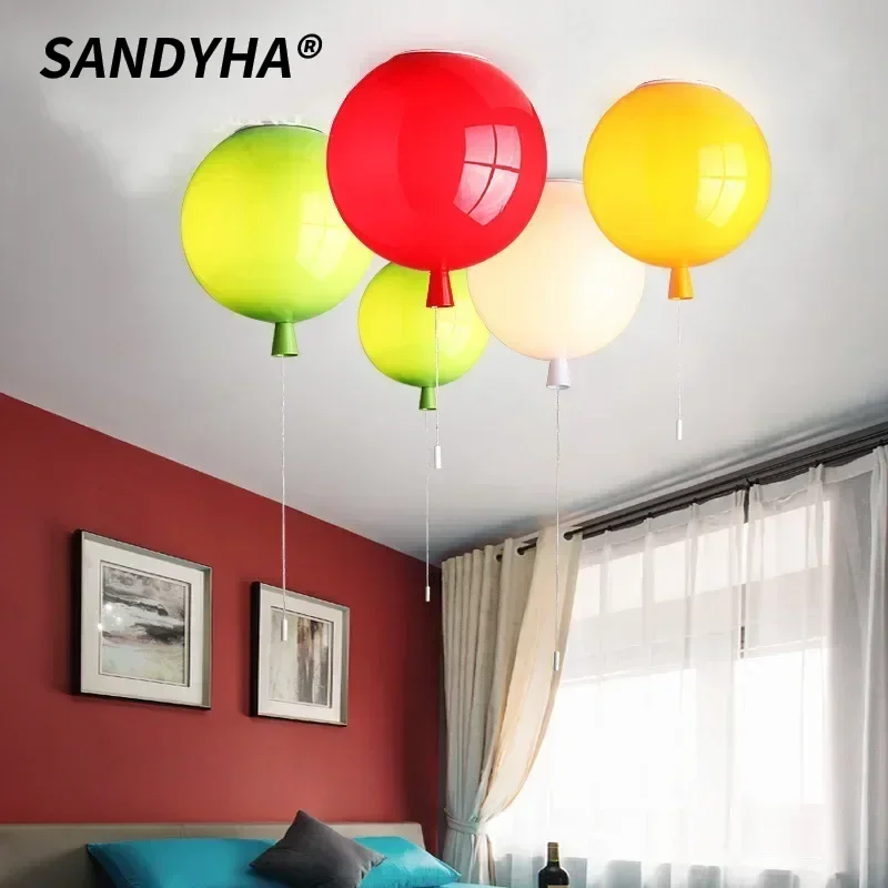 

SANDYHA красочный потолочный светильник с мультяшным воздушным шаром, светодиодный подвесной светильник для детей, спальни, игровой комнаты, кабинета, уникальное освещение для домашнего декора
