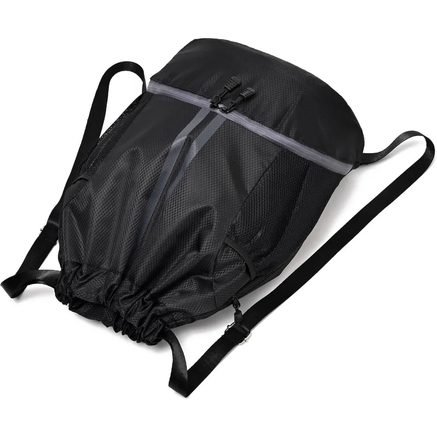 Waterproof drawstring gym bag for men and women with dedicated shoe compartment ideal for sports swimming and travel durable an