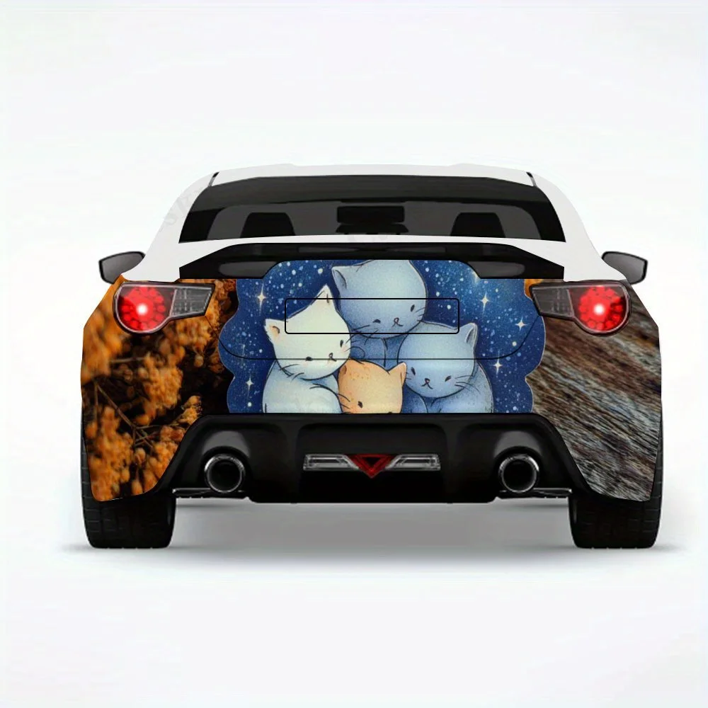 

Милые котята под звездным небом - виниловая наклейка на заднюю часть автомобиля, водонепроницаемые самоклеящиеся виниловые наклейки для хвоста и бампера автомобиля, D
