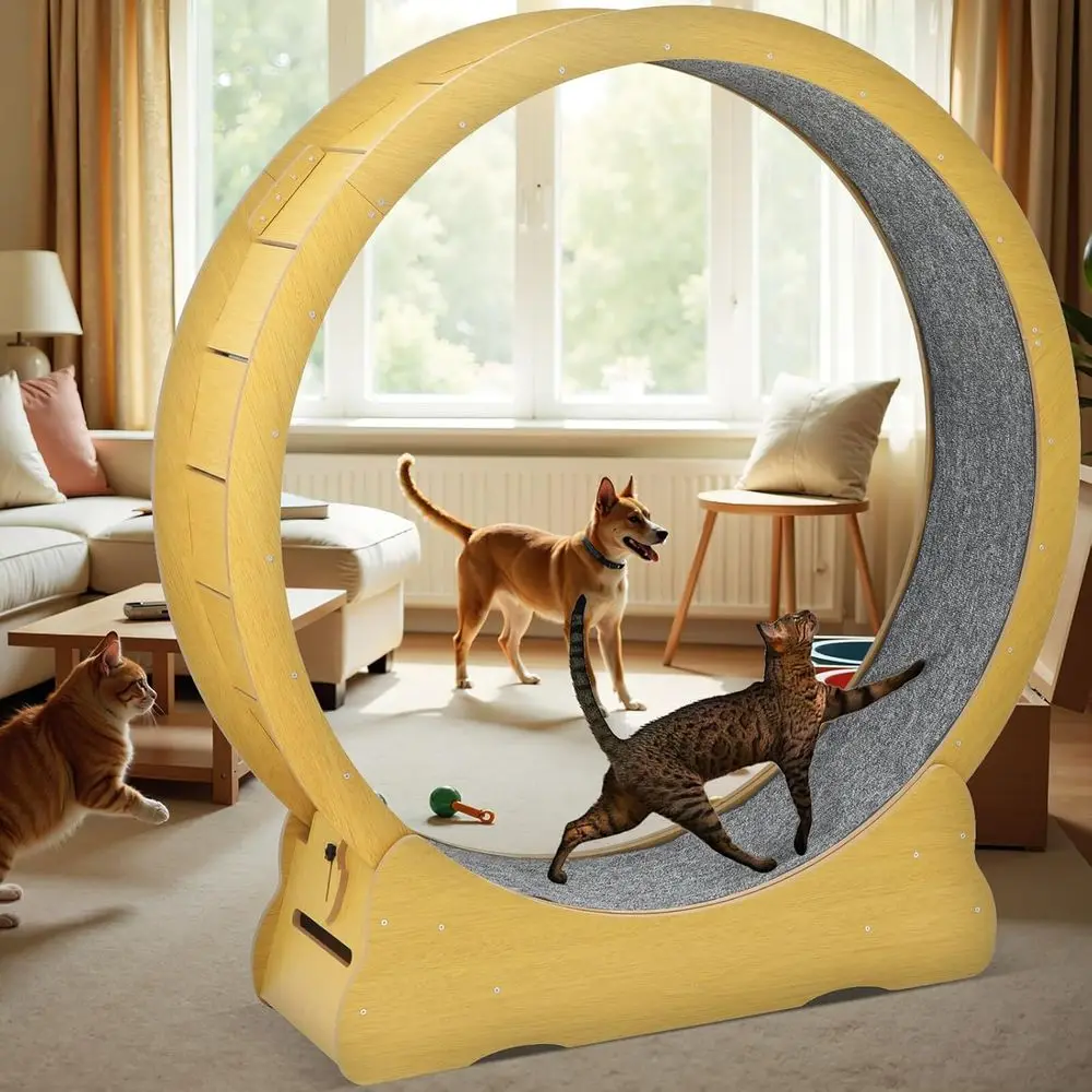 

Беговое колесо для кошек, бесшумное, для дома, бежевое