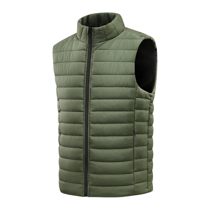 

Casual Versatile Winter New Men's Casual and Versatile Simple Solid Color Stand Up Collar Lightweight Vest Warm and Plush Jacket