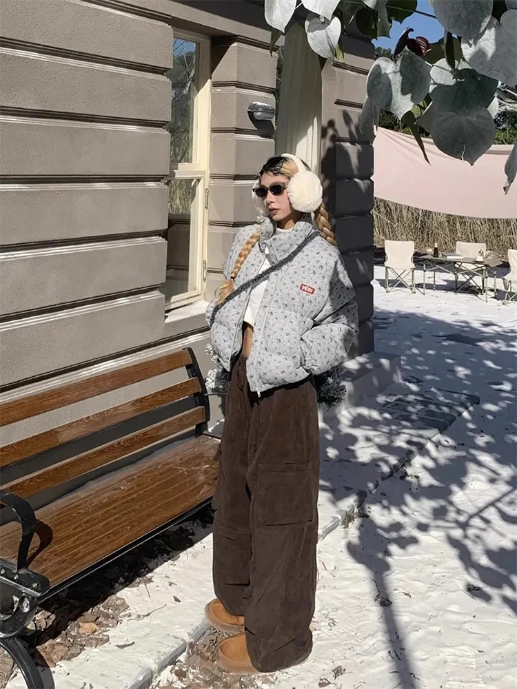 Damskie spodnie cargo vintage z sztruksu Y2K jesienne z wysokim stanem, kieszeniami, luźne spodnie Bf koreański streetwear uniwersalne spodnie z szerokimi nogawkami nowe