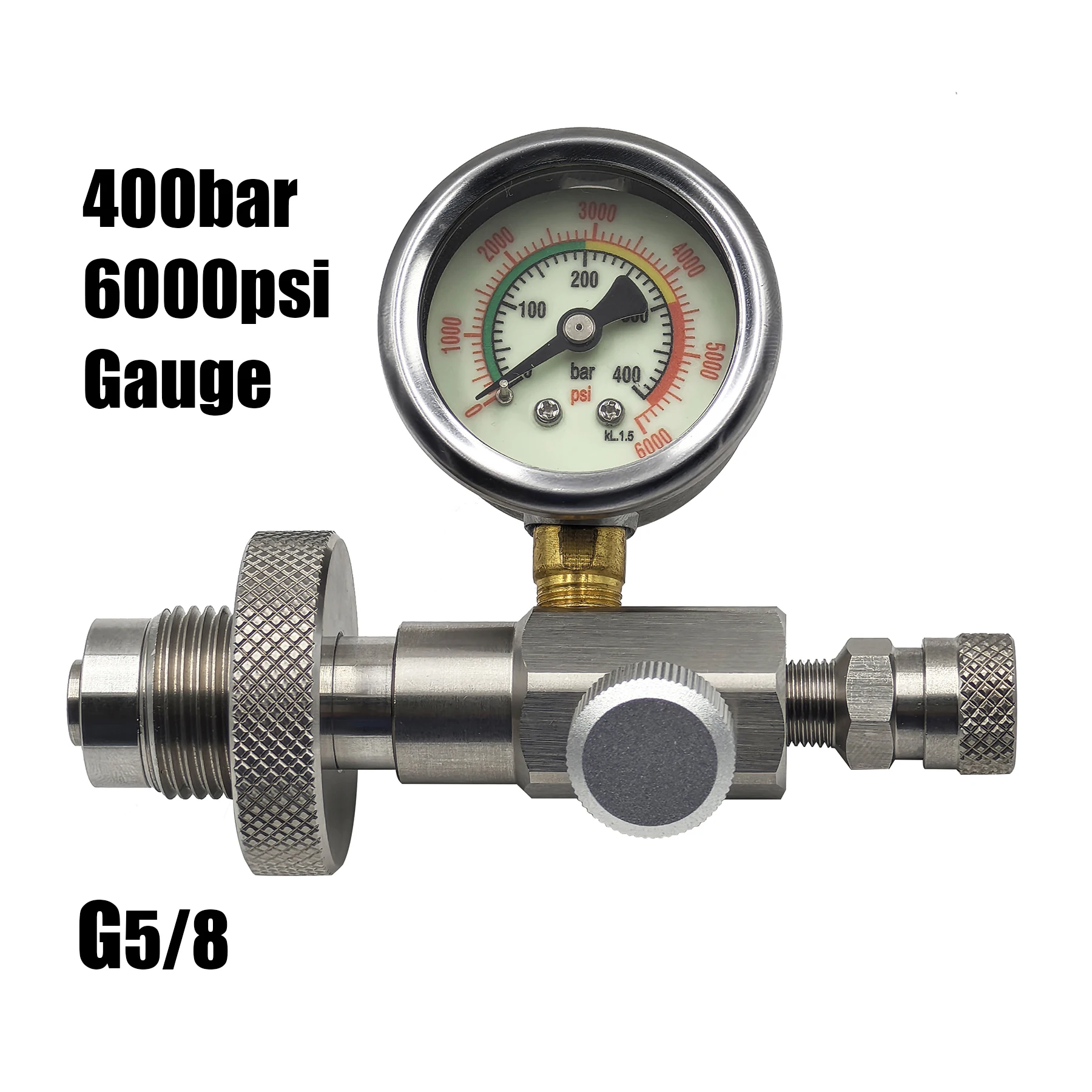 HP vulstation laadadapter DIN-connector HPA duikslang 6000 psi / 400 bar meter met grote tank naar kleine flessen