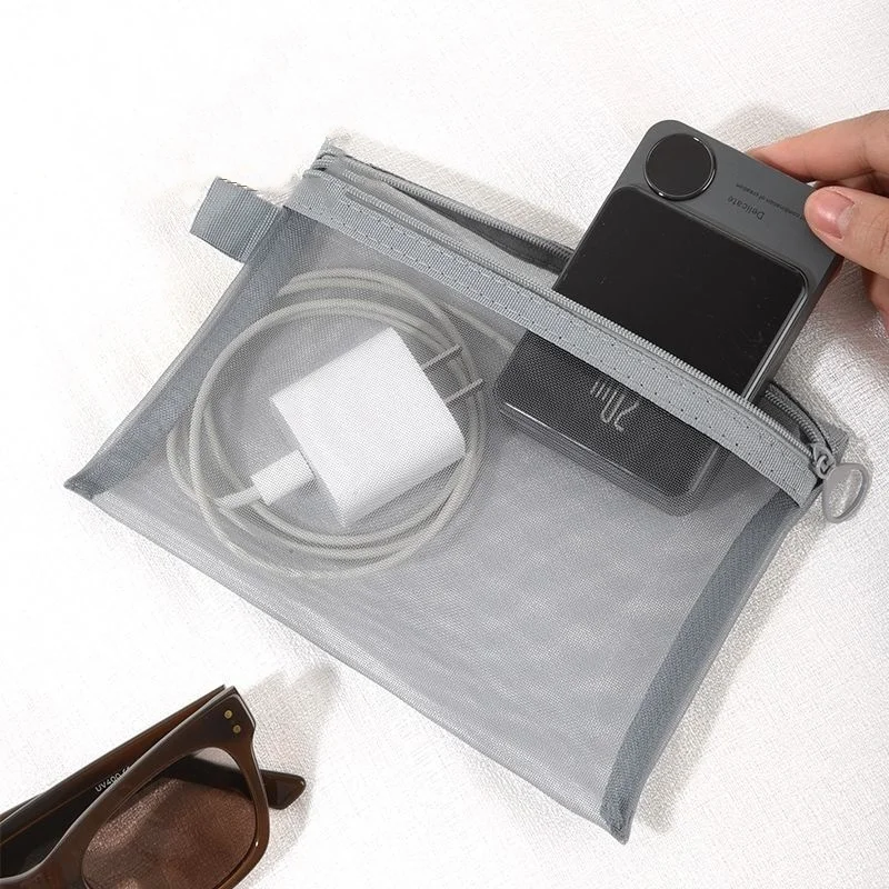 

3PCS Mini Mesh Hard Disk Card Reader Bags Portable Earphone Data Cable Chargers Storage Bag U Disk Zipper Pouch Travel Organizer
