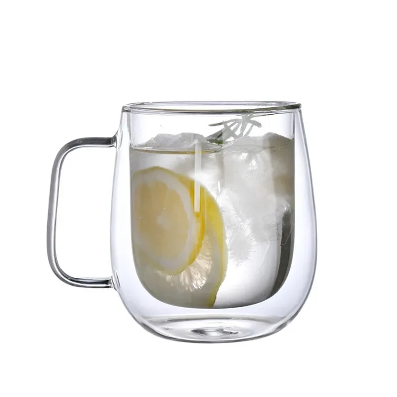 Double Wall Glass Cup Heat Resistant Transparent High Borosilicate Mug Tea Milk Lemon Juice Coffee Cup Gift Creativity Drinkware
