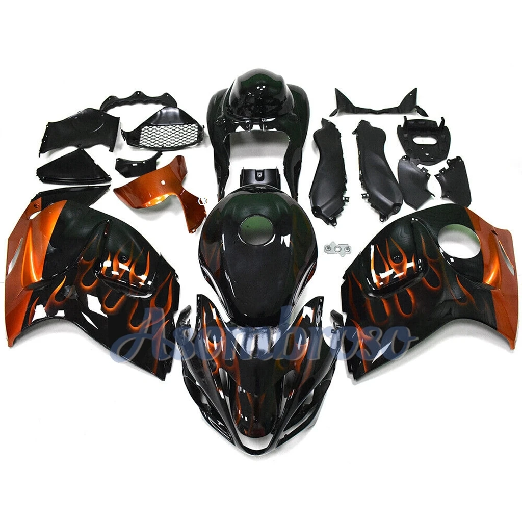 Full Fit For GSX1300R Hayabusa 2008-2020 GSX-1300 09 10 11 12 13 16 15 18 19 Orange Flame Black Motorbike Fairing kit+tank cover