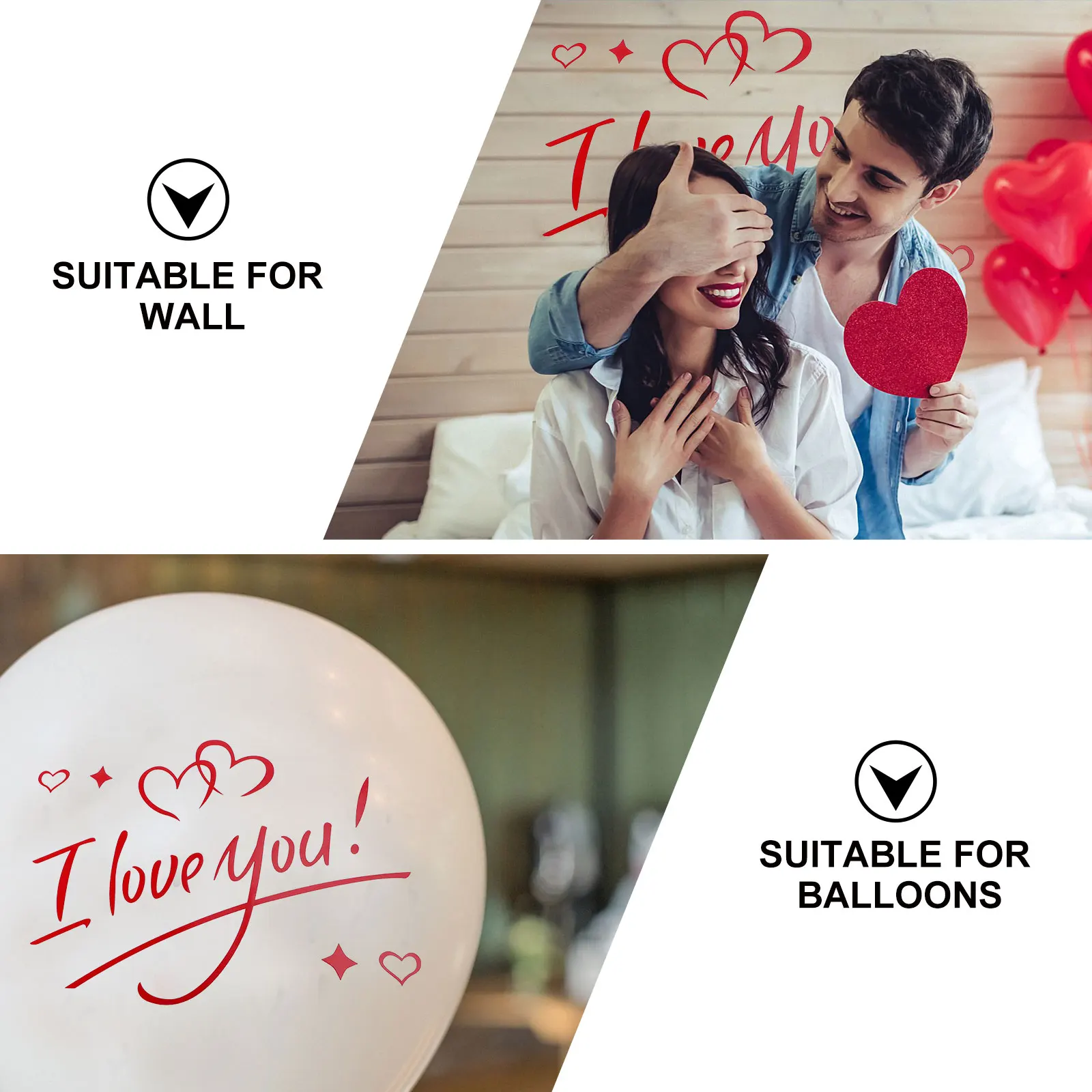

5 Pcs Pop Ball Sticker Wedding Party Balloons Decals Various Decoration Festival Plastic Valentine Day