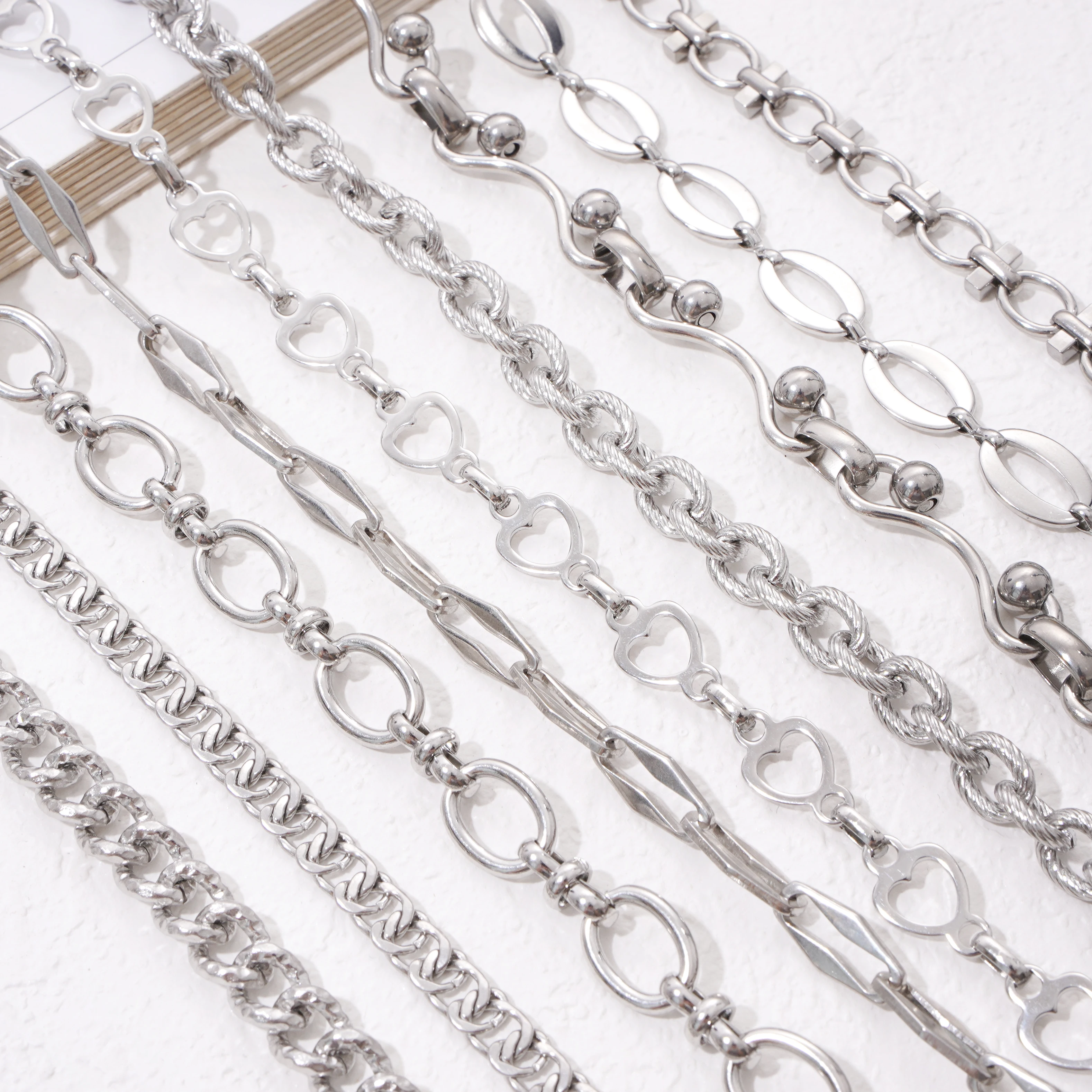 304 Stainless Steel 50cm/lot Steel-colored Chains Fashion Metal Chains For Jewelry Diy Making Bracelet Necklace Accessories
