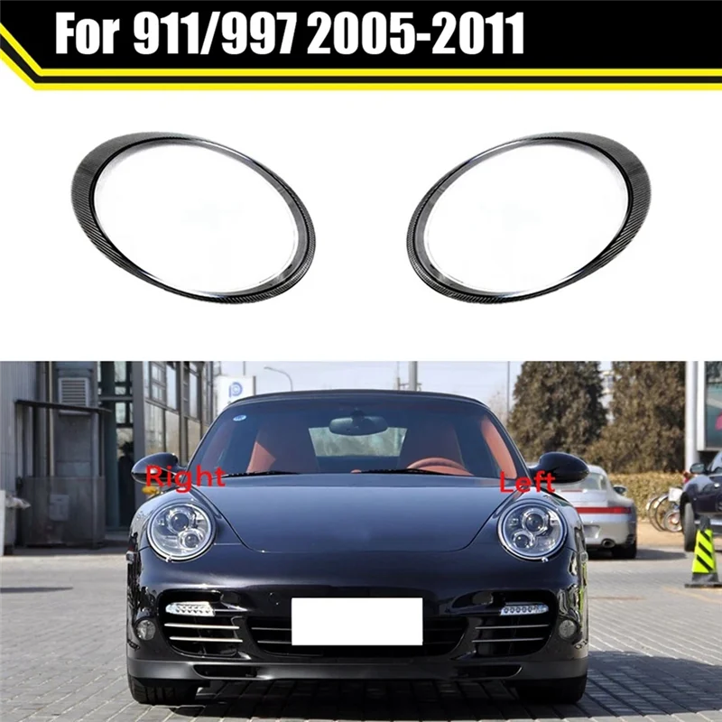 LICE-Car Left Head Light Lamp Cover Transparent Shade Lamp Headlight Shell Lens For Porsche Carrera 997 911 2005-2011 Parts