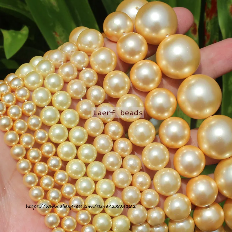 6-20mm Gold Yellow Shell Pearl Loose Beads 15.5inch per strand ,For DIY Jewelry Making !