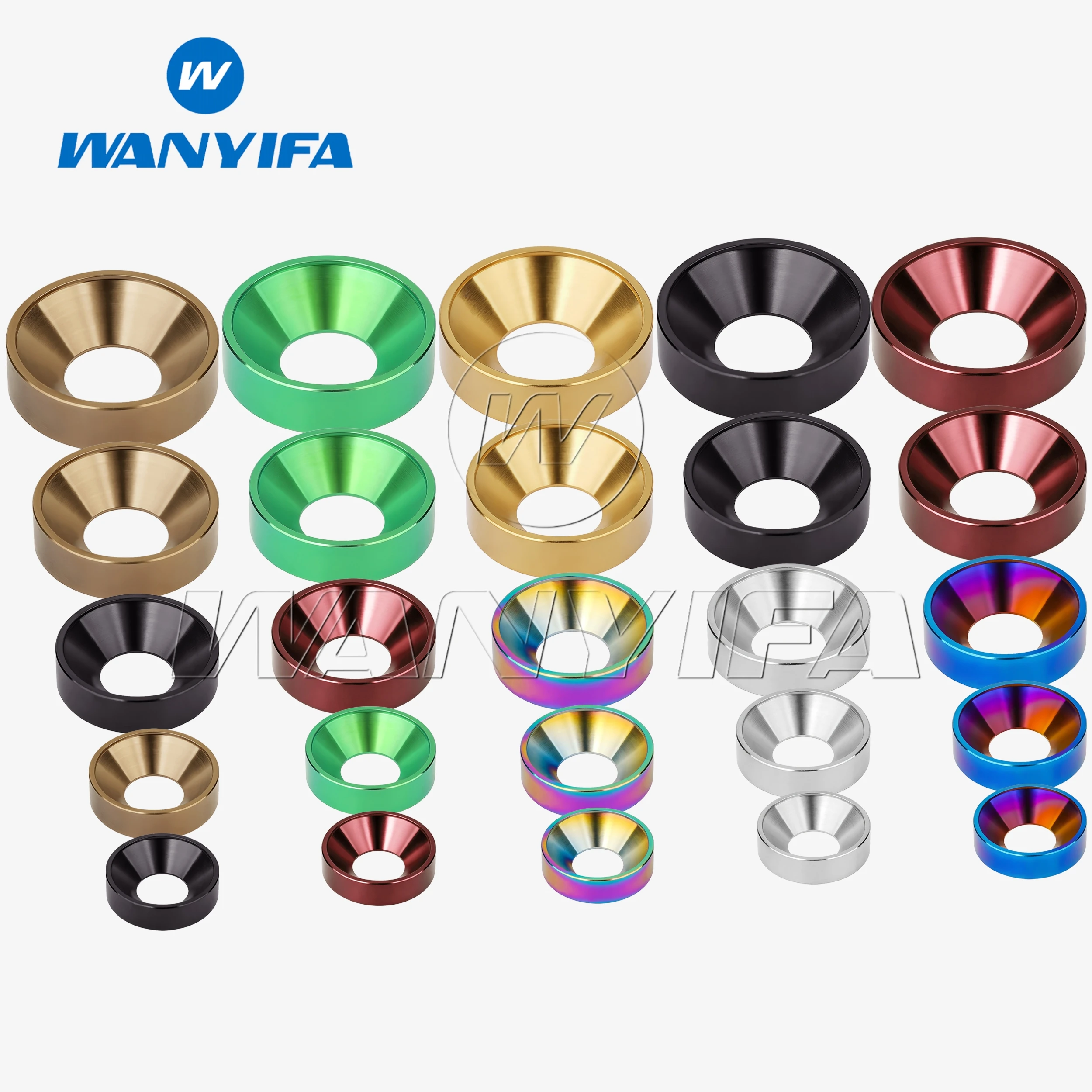 Wanyifa Gr5/Tc4 Titanium alloy countersunk washer M3 M4 M5 M6 M8 colourful Head Bolt Washers Gasket 1pcs