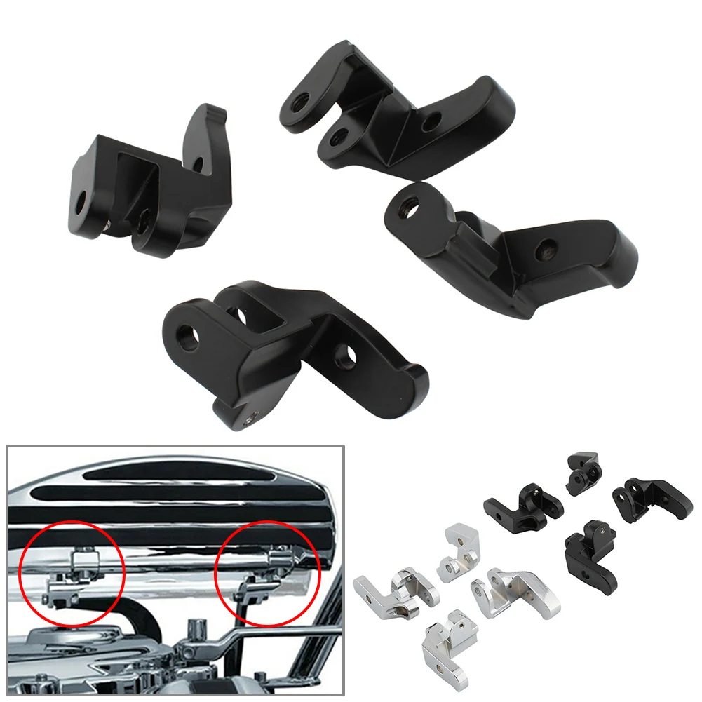 Chrome/Black Motorcycle Front Driver Floorboard Relocation Brackets For Harley Davidson Touring Road Glide FLHTK