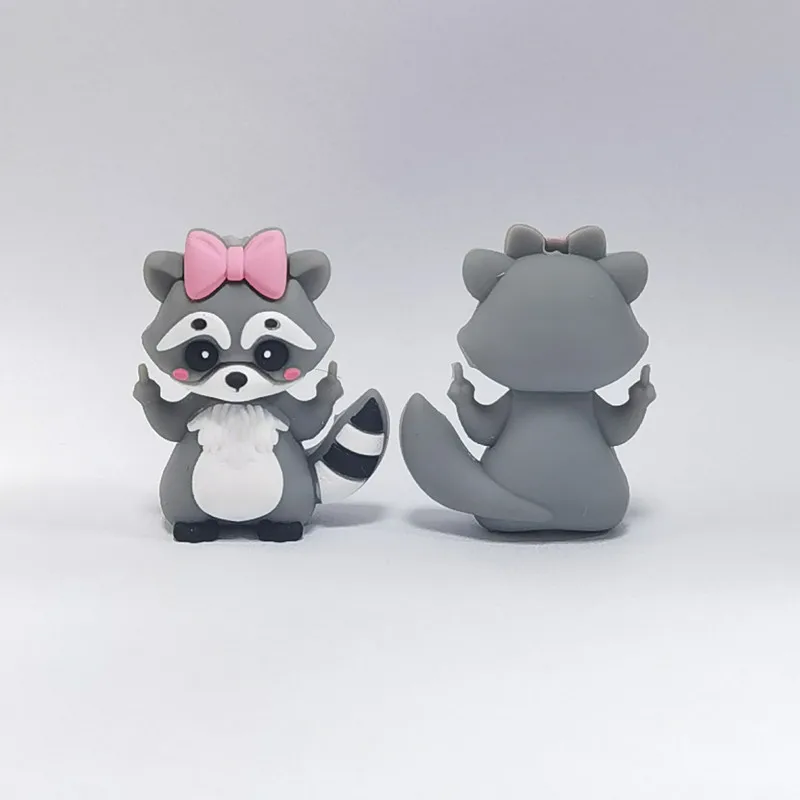 20pcs 3D Raccoon Silicone Beads Animal focal beads For Jewelry Making DIY Pacifier Chain Bracelet Necklace Jewelry Accessories