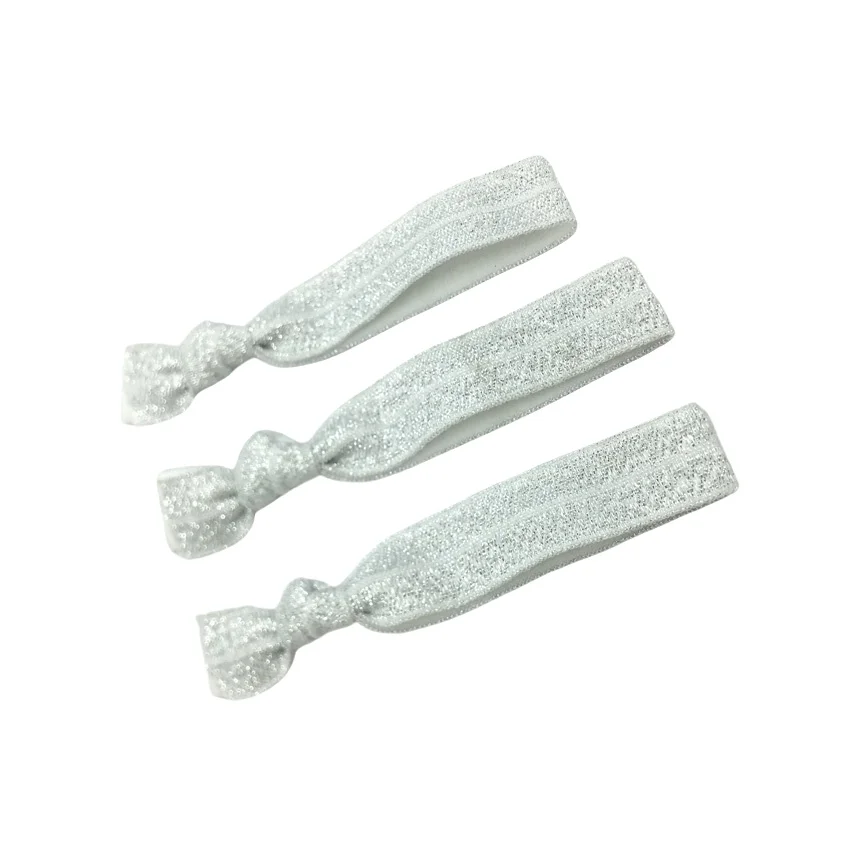 50 Stück/200 Stück glitzernde geknotete Haargummis, Pferdeschwanzhalter, bunt, keine Falten, elastisches Band, Handdreh-Armband, Zubehör – Detail 9