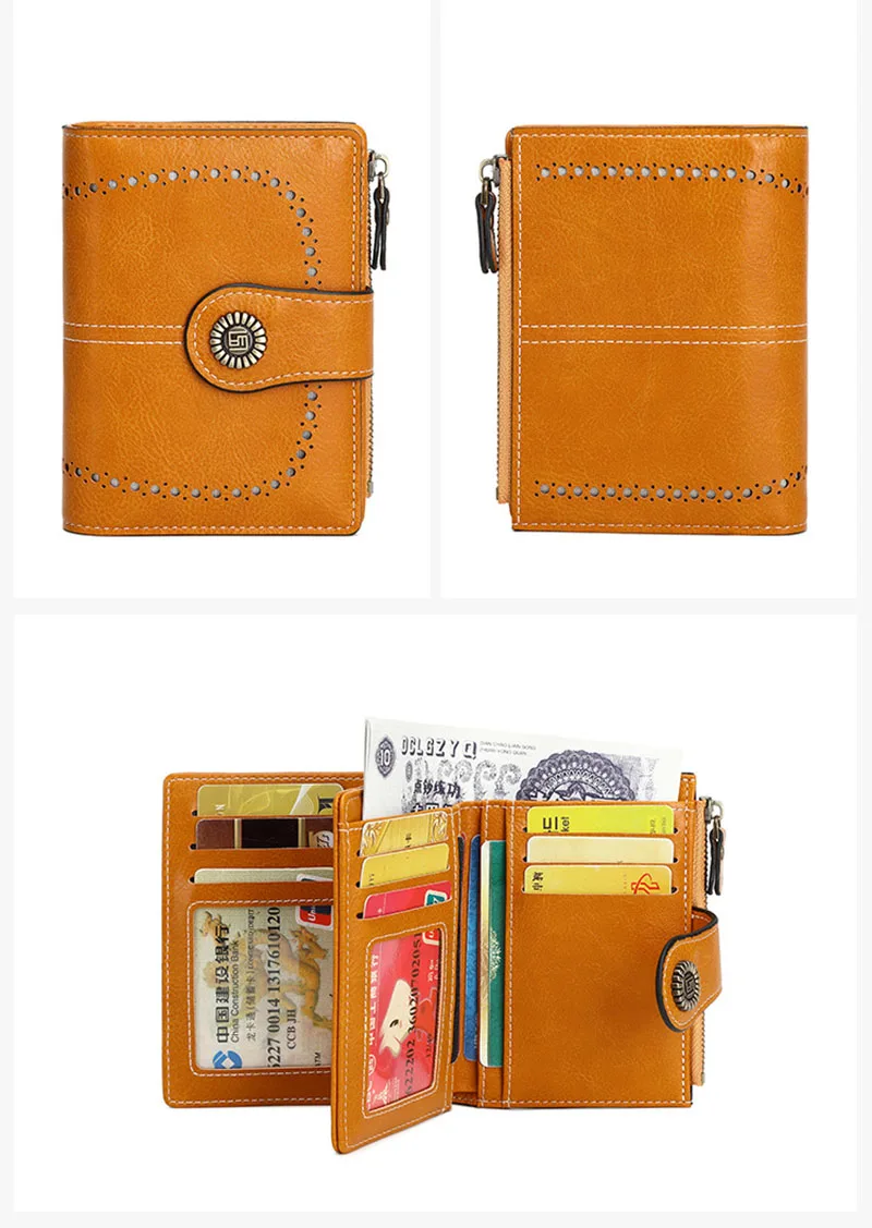 Neue Kurze RFID-Damenbrieftaschen mit Namensgravur, Reißverschluss, Münzfach, Hochwertiger Kartenhalter, Damen-Geldbörse – Detail 15