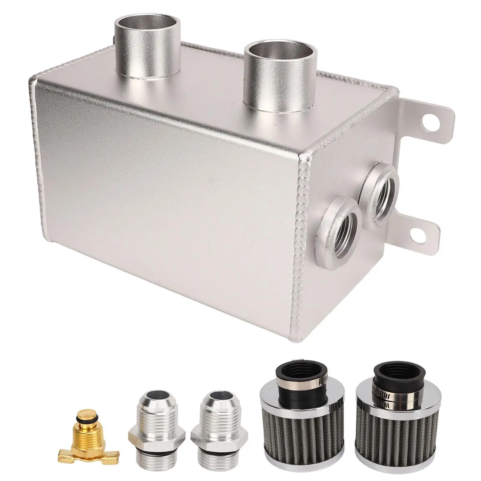

Oil Catch Can Kit Aluminum Alloy for Standard Size 1200ml Universal AN8 Hose Adapter Twin Baffle Dual Filter for big for cc