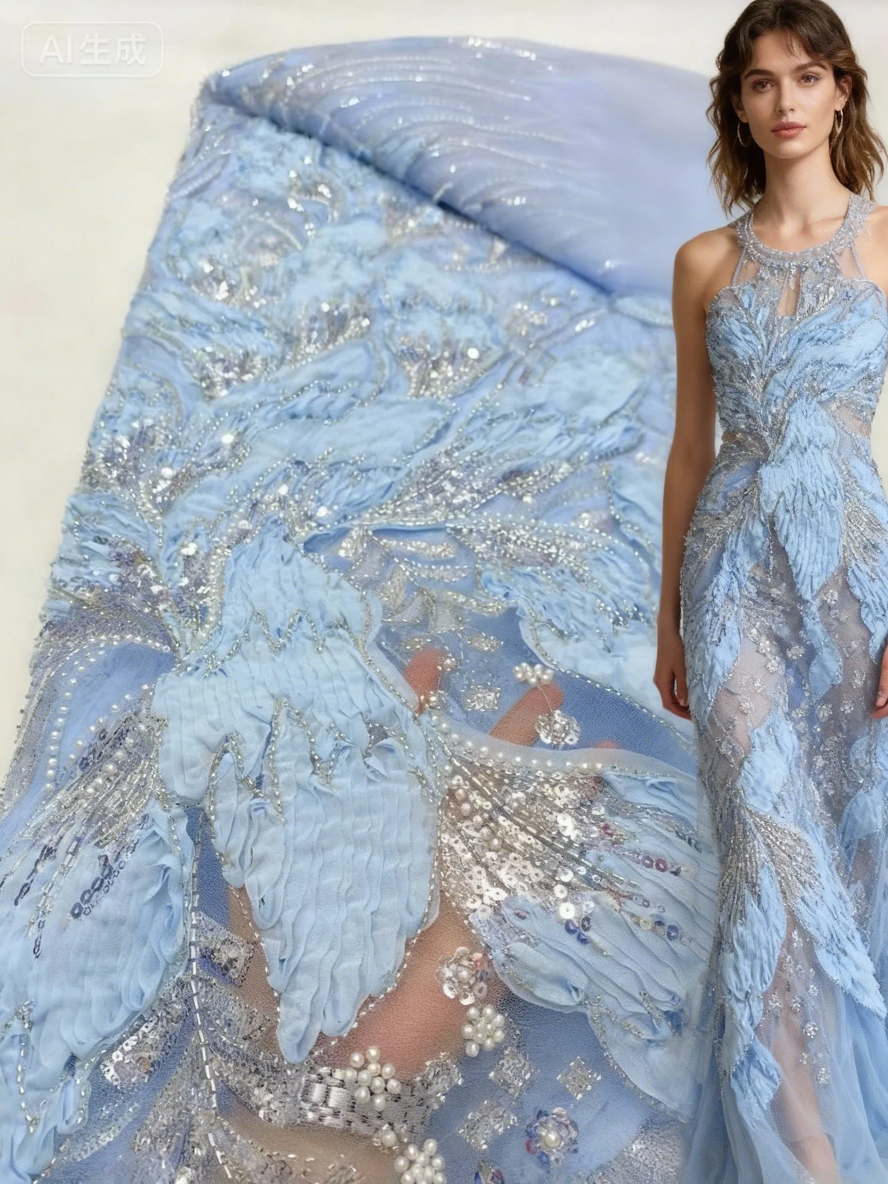 

Fashion French Embroidery Beaded Lace Fabrics with Sequins African Nigerian Style for Wedding Dresses 2026 Trendy Bridal Gown