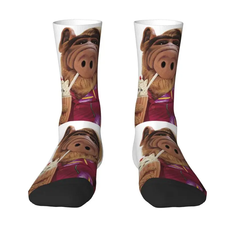 Funny Alf Meme Men's Crew Socks Unisex Cute 3D Print Alien Life Form Sci Fi Tv Show Dress Socks