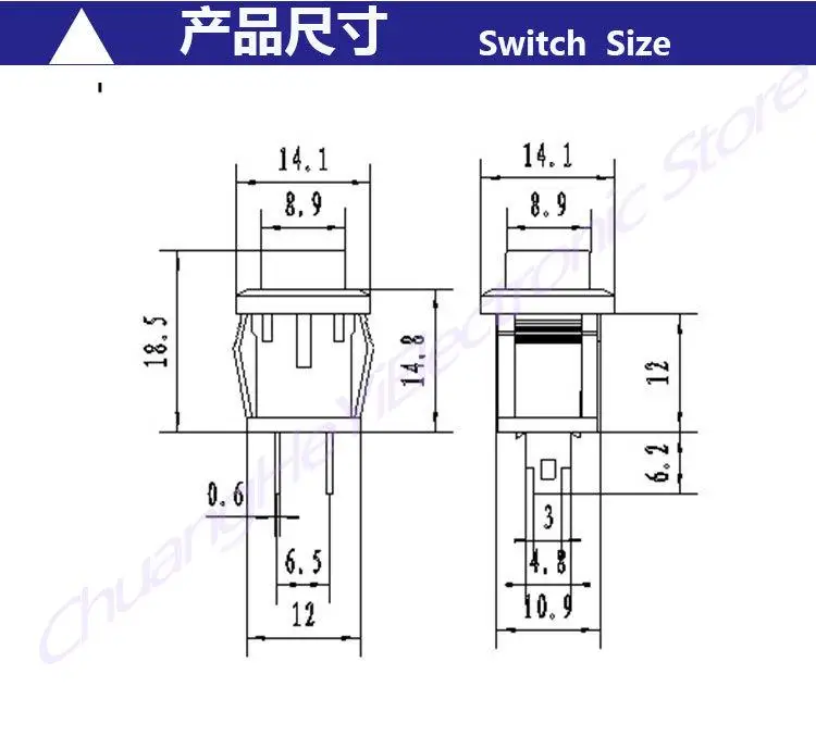 5Pcs/Lot Factory Direct Sales DS-430/431 PBS-15C square reset button Press on Press the break point to move the lockless switch