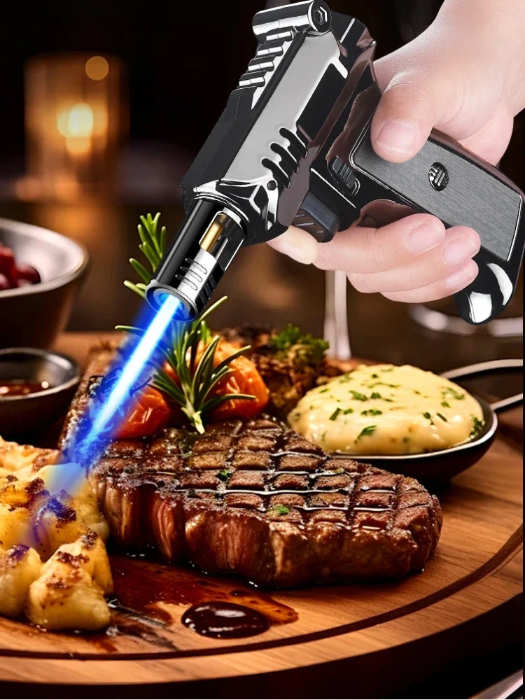 Extérieur 1300 ℃ Briquet gonflable en métal pour hommes, énergie éolienne, gaz Butane turbocompressé, muselière de soudage à haute température, outil pour hommes