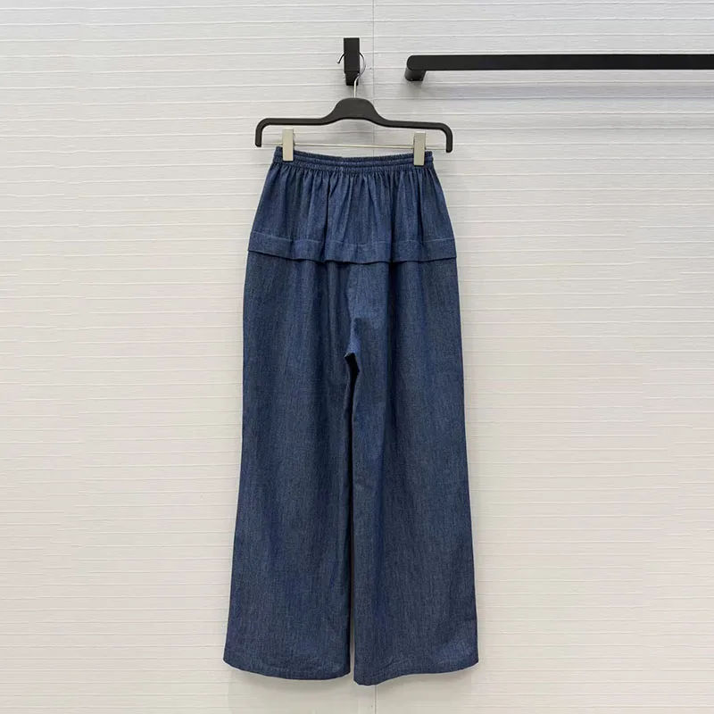 Women's Ruffled Wide-Leg Pants Stylish and Elegant Casual Trousers High-Quality Relaxed-Fit Straight-Leg Jeans 2026 Spring New