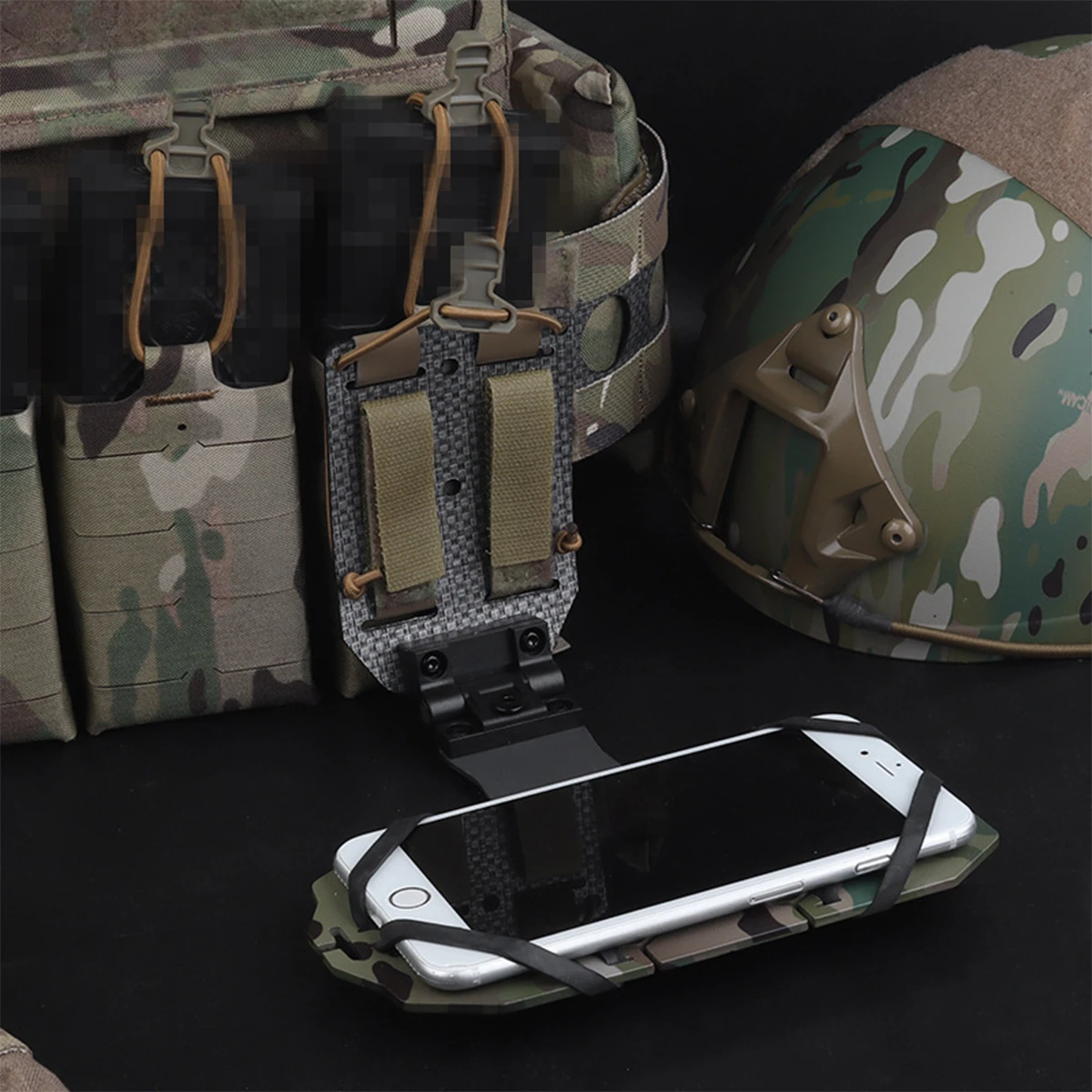 Folding Navigation Board 90° Rotating Mobile Phone Holder Hunting Vest Chest Mount MOLLE Adjustable Smartphone Plate Carrier